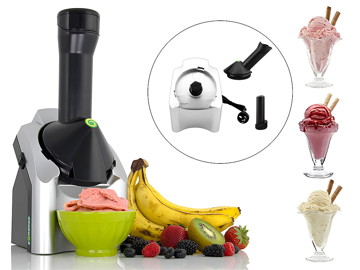 Close up of ice cream maker dessert maker stainless steel body