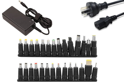 Close up of universal laptop charger ABS casing in black colour