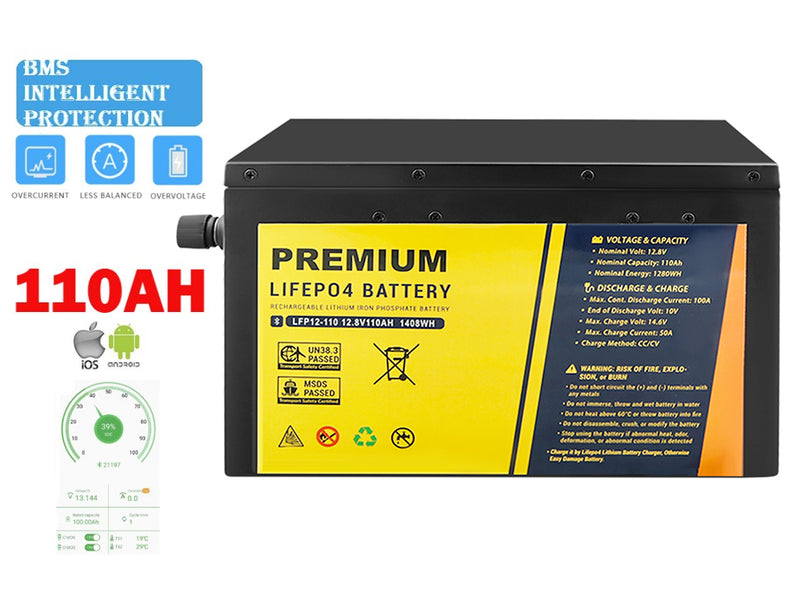 12v 110ah lifepo4 battery deep cycle solar battery