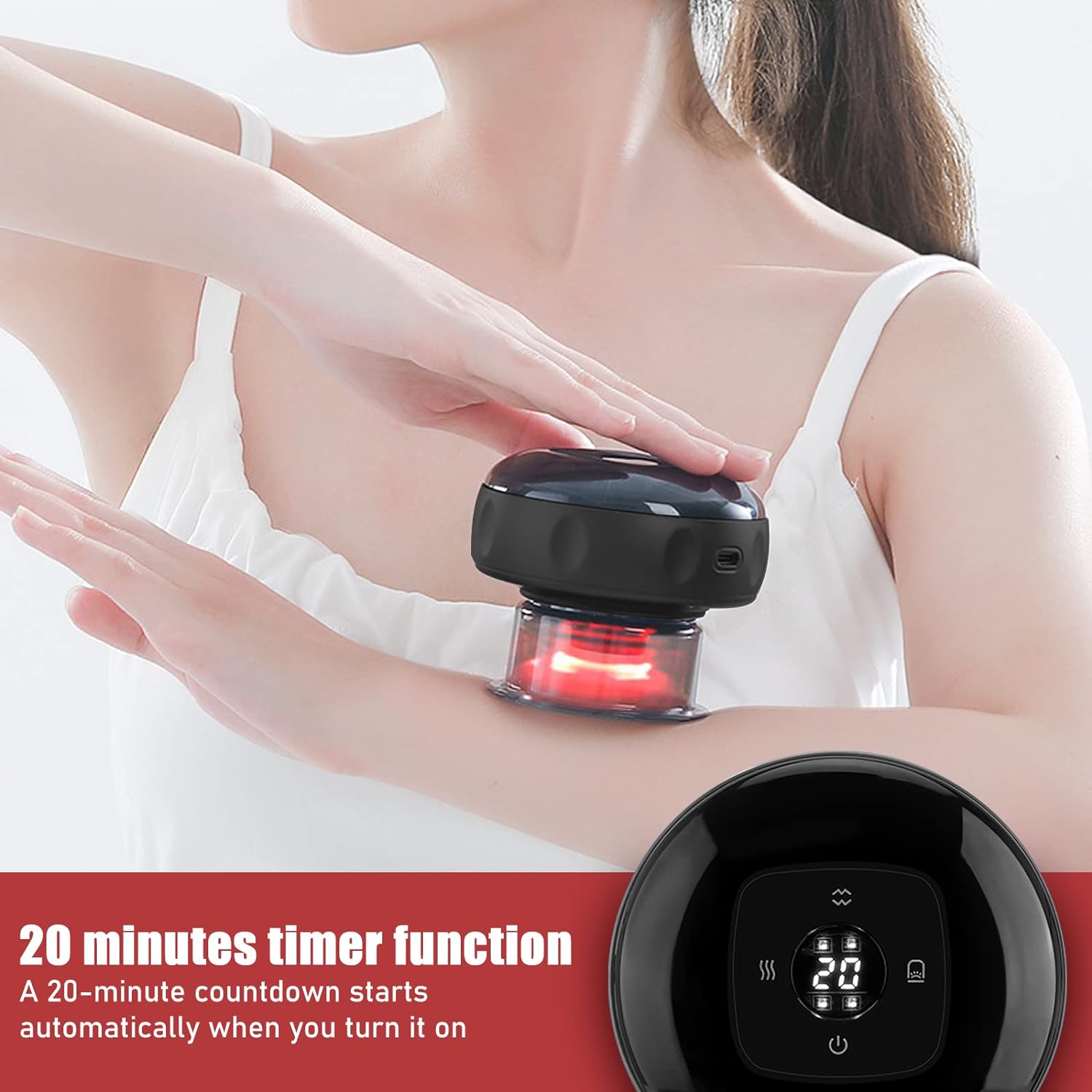 Vacuum cupping therapy machine with Type C charging cable