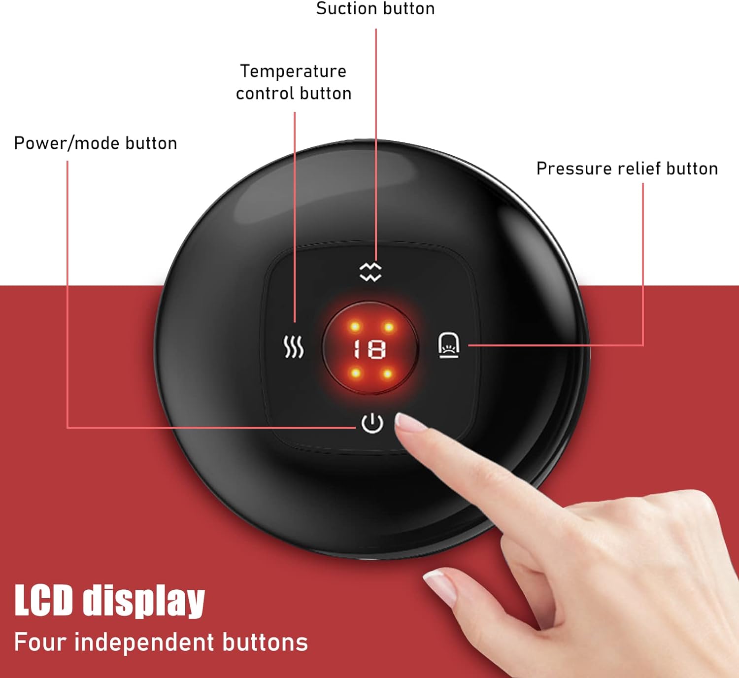 Vacuum cupping therapy machine with 12 adjustable intensity levels