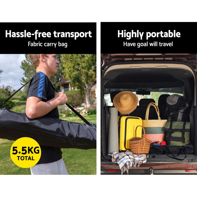 Top angle showing frame joints on soccer football goal