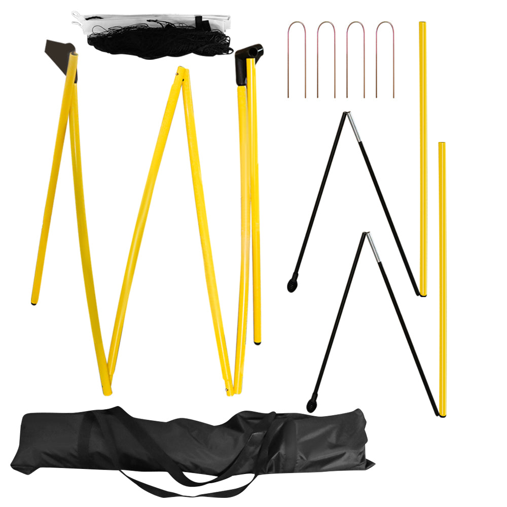 Football goal set up on grass for family training sessions