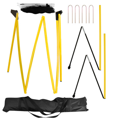 Football goal set up on grass for family training sessions