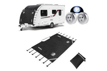 Close up of caravan cover stitching and tear-resistant material