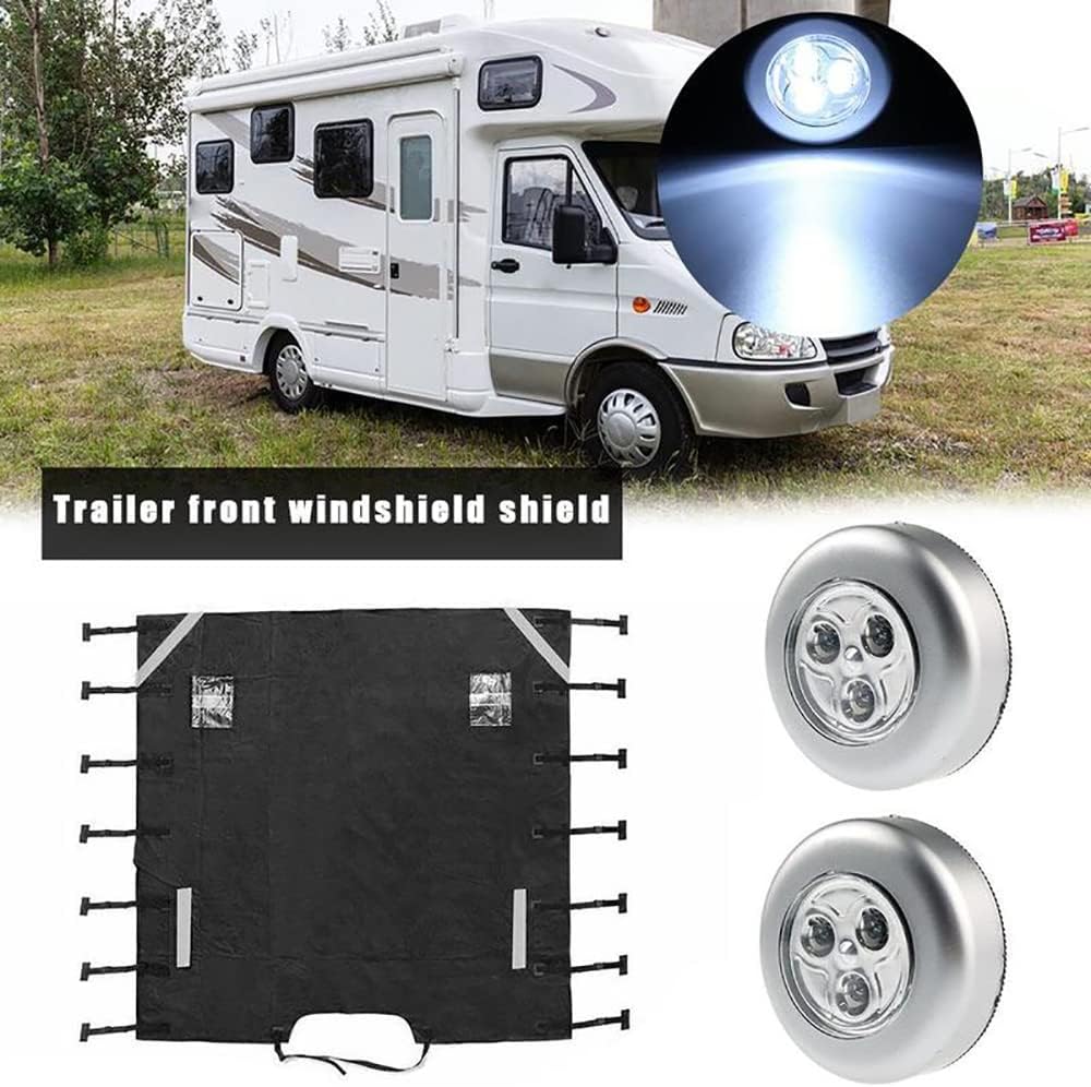 Side view of caravan cover fitted on front window