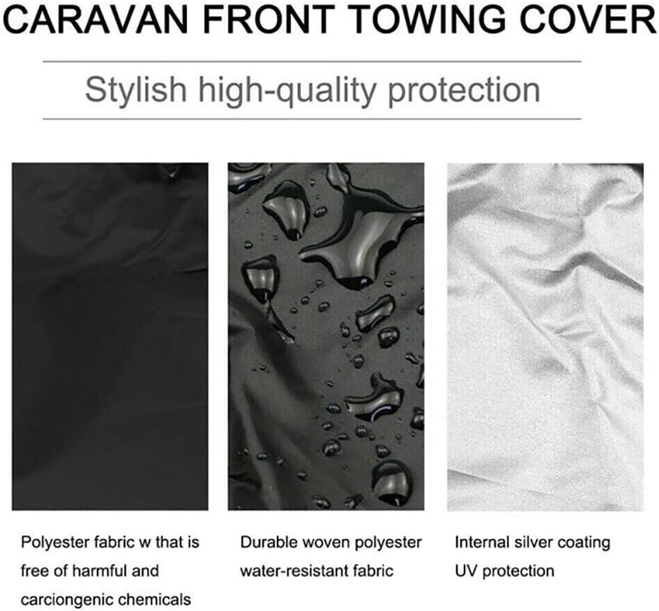 Breathable four ply material of caravan front cover detail