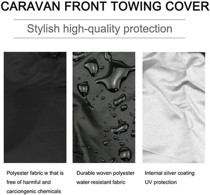 Breathable four ply material of caravan front cover detail