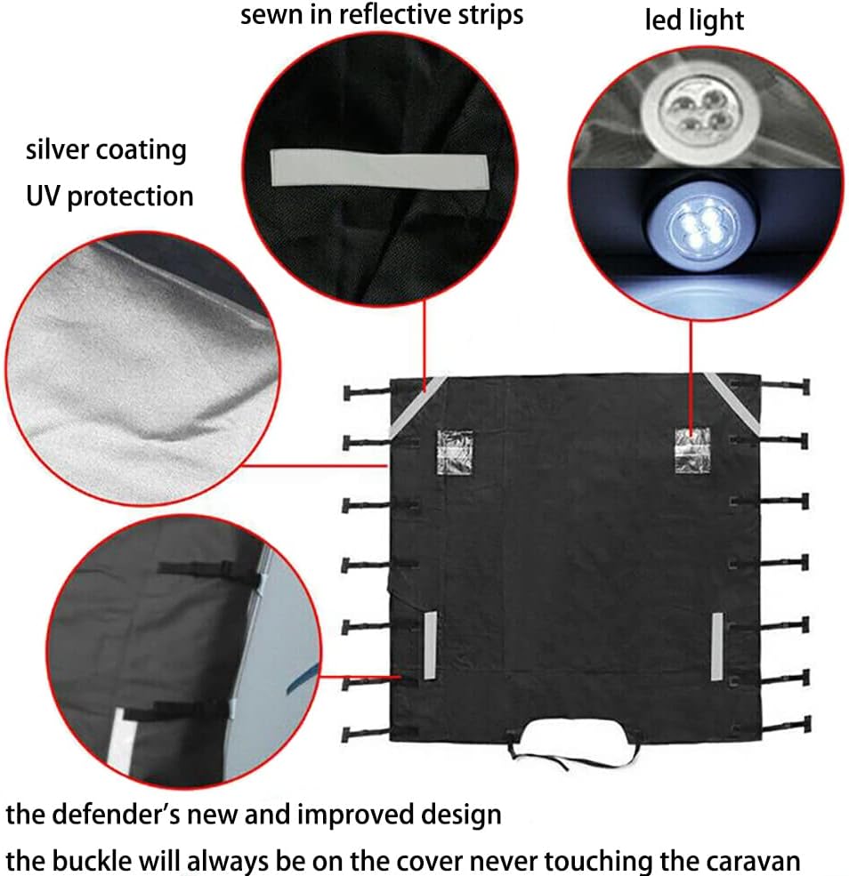 Caravan front cover protecting against dirt and bugs