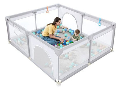 Portable Baby Playpen Fence Gate Wall Fence Barrier Play Gym Mat 150cm
