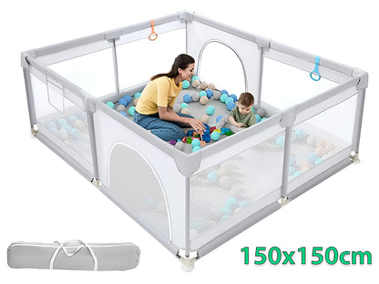 Playpen Fence Gate with toys inside showing spacious play area