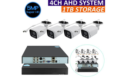 Outdoor security camera in black with night vision lens