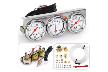 Close up of oil pressure gauge showing 0 to 100 psi range