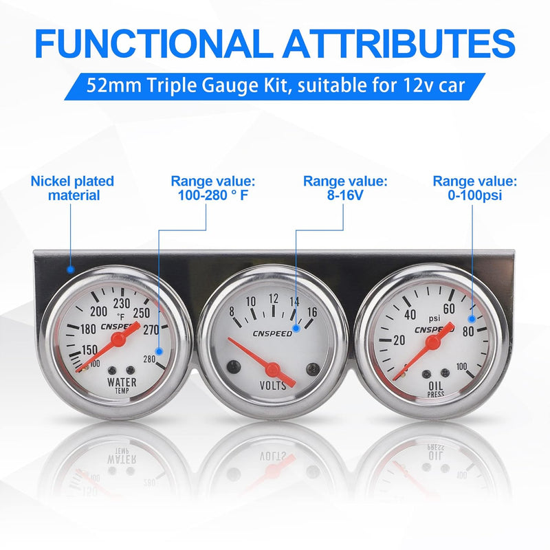 3in1 Oil Pressure Gauge for Car