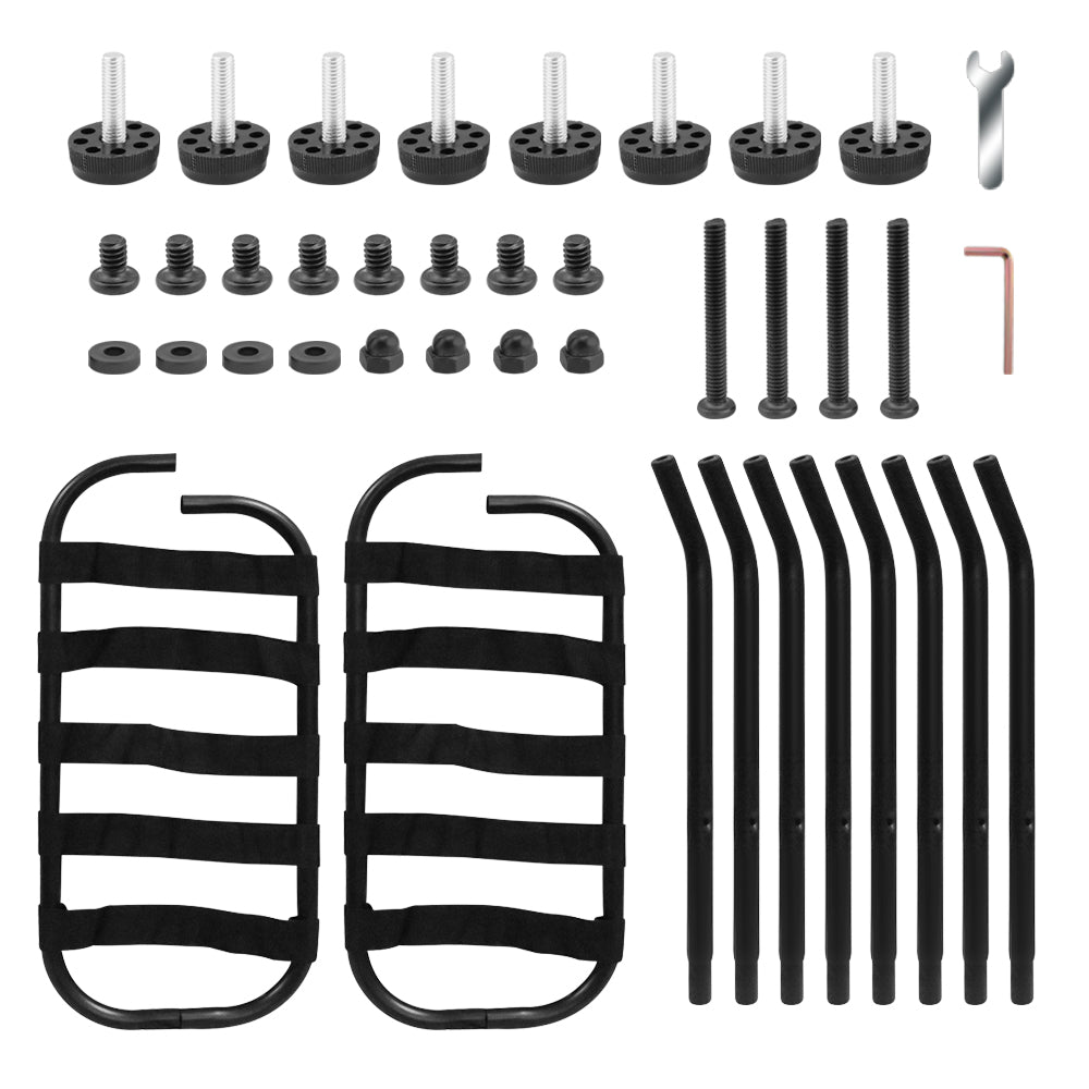 Side view of black steel frame luggage rack suitcase stand