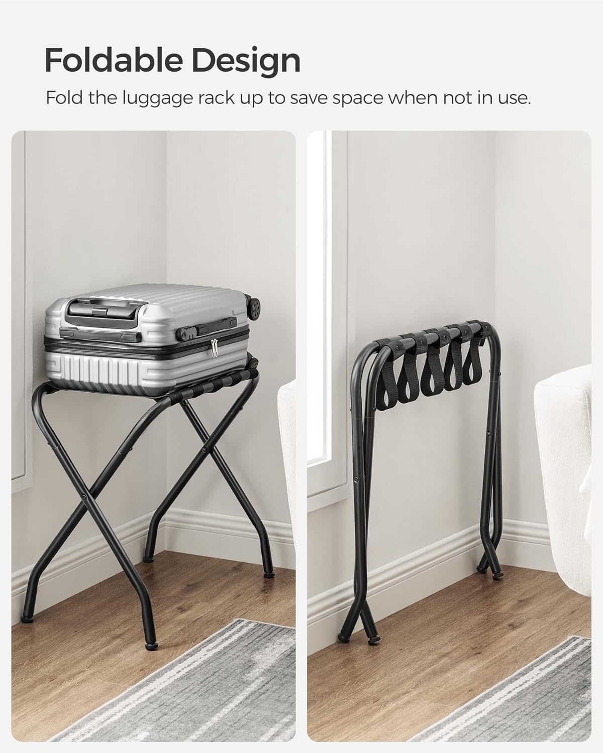 Luggage rack suitcase stand folded flat for storage