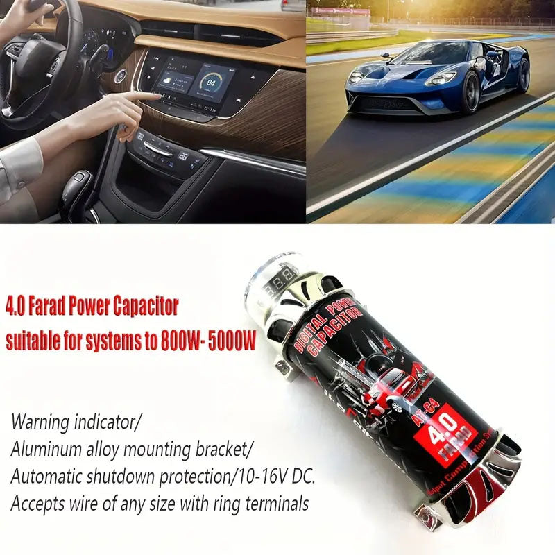 Power capacitor designed for up to 2000W car audio amplifiers