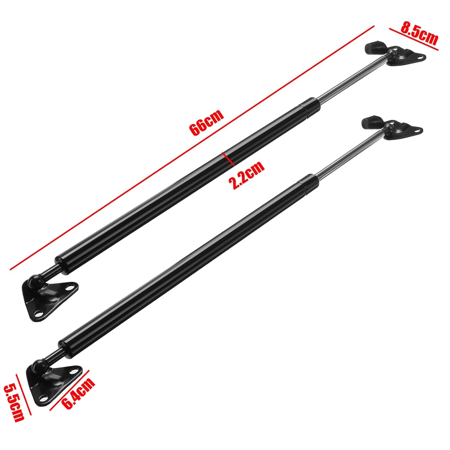 Pair of black gas struts for Toyota Hiace low roof tailgate support