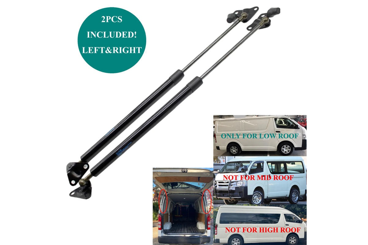 Close up of Toyota Hiace tailgate gas strut ball joint connection