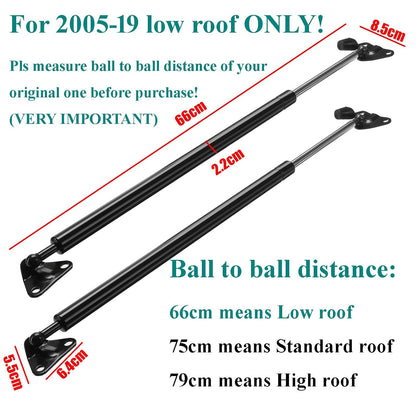 Black stainless steel gas strut for Toyota Hiace low roof tailgate