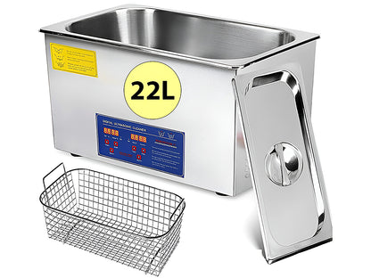 Side view of Ultrasonic Cleaner 22L with heating controls