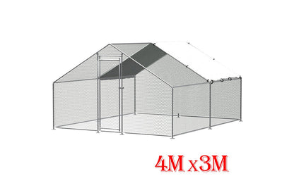 Close up of galvanized steel tubes on chicken coop