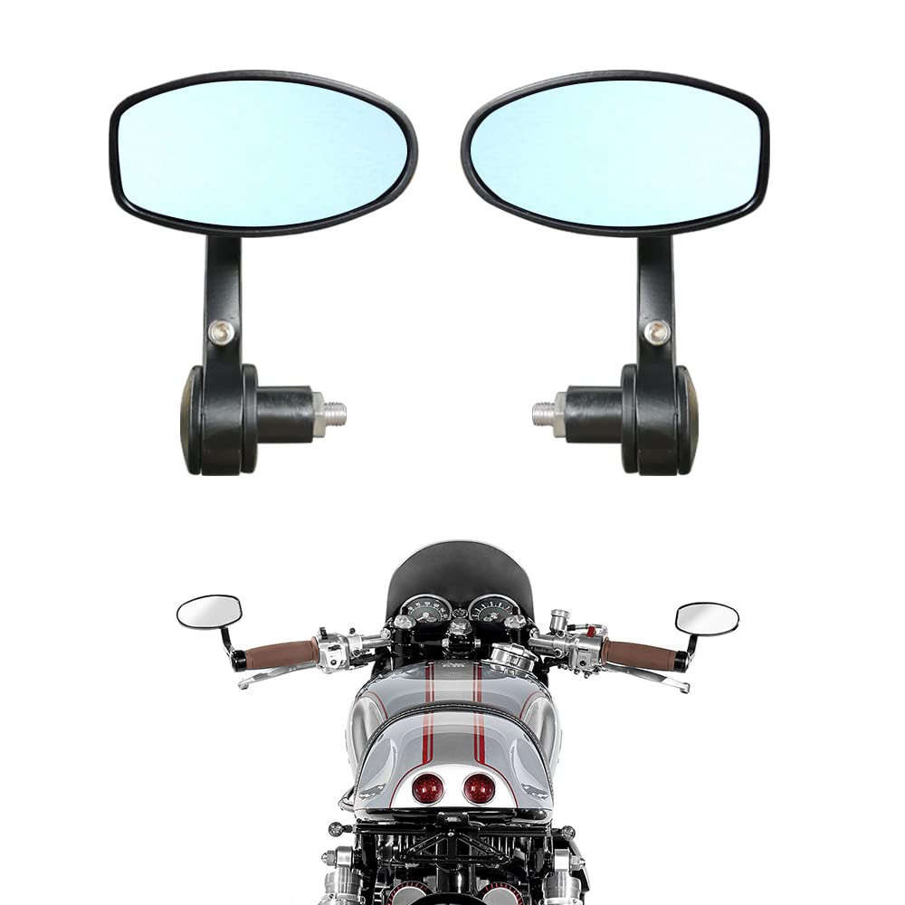 Universal bar end mirror mounted on motorcycle handlebar end