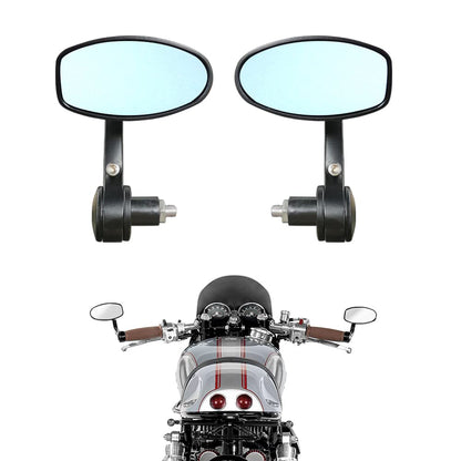 Universal bar end mirror mounted on motorcycle handlebar end