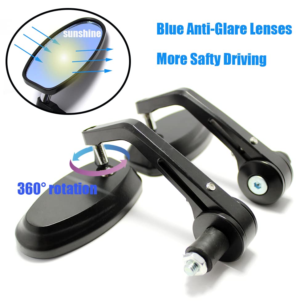 360 degree adjustable universal bar end mirror in black