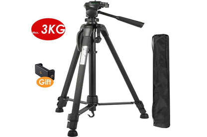 Adjustable height camera tripod showing locking mechanism