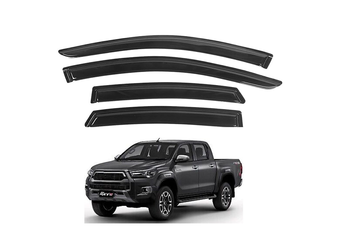 Close up of Toyota Hilux door visor weather shield edge