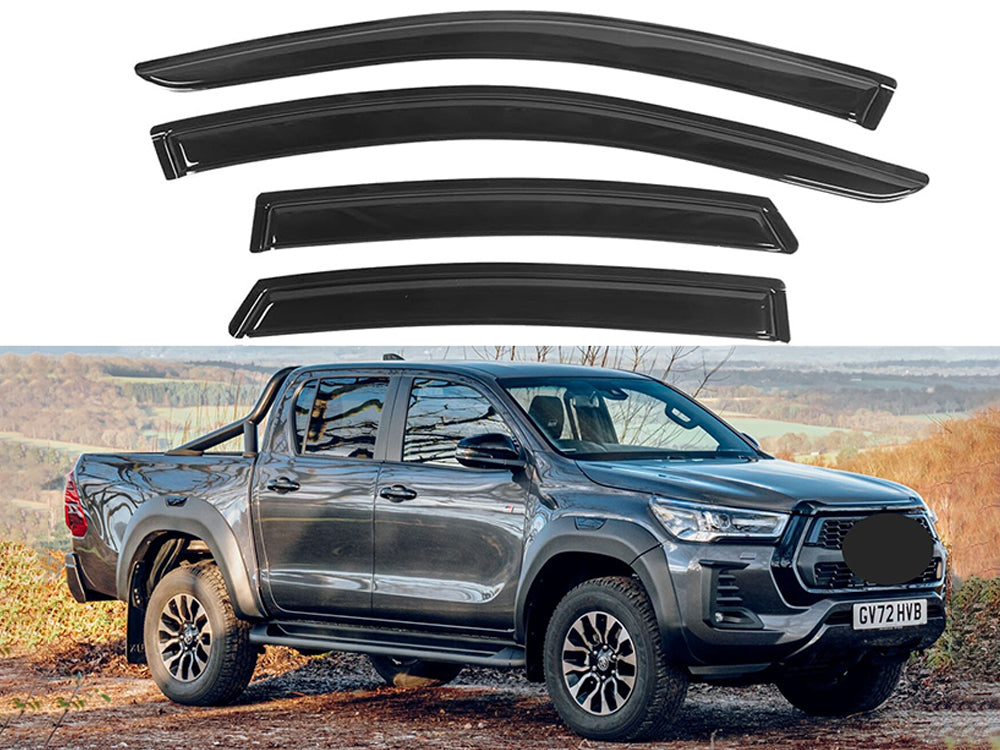 Toyota Hilux door visor showing 3M tape adhesive