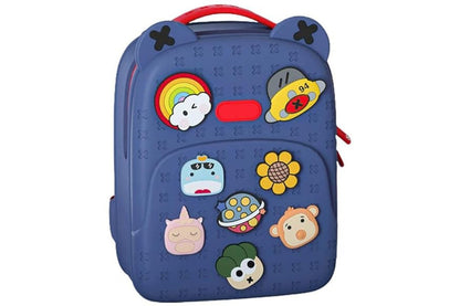 Side angle of Tide satchel cartoon backpack showing padded straps
