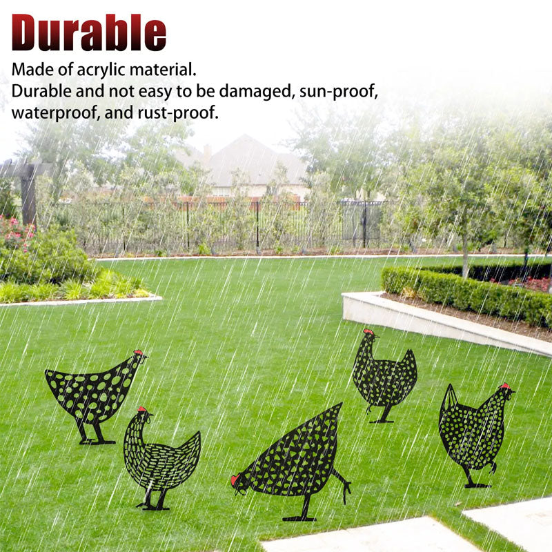 Garden Yard Chicken Decoration Stake 5 Pack