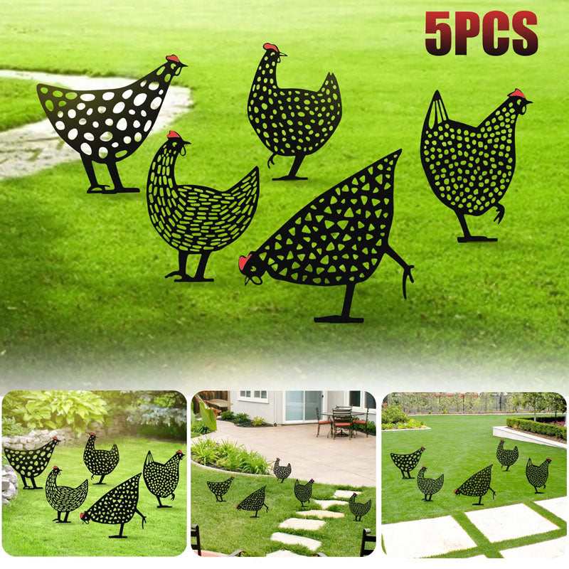 Garden Yard Chicken Decoration Stake 5 Pack