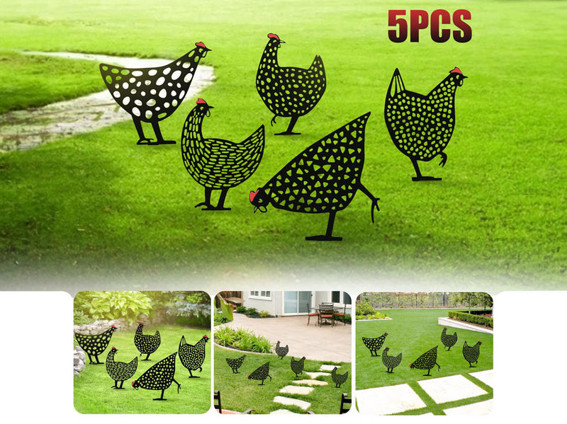 Garden Yard Chicken Decoration Stake 5 Pack