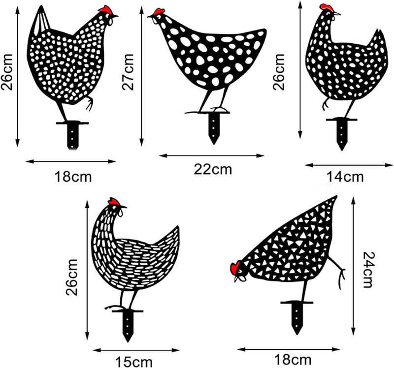 Garden Yard Chicken Decoration Stake 5 Pack