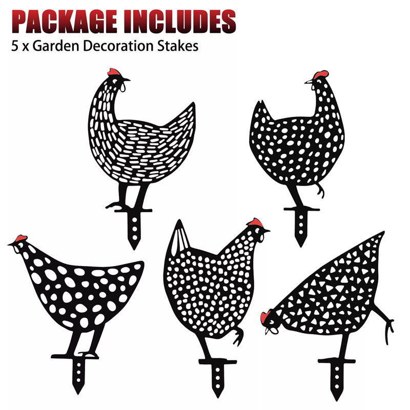 Garden Yard Chicken Decoration Stake 5 Pack