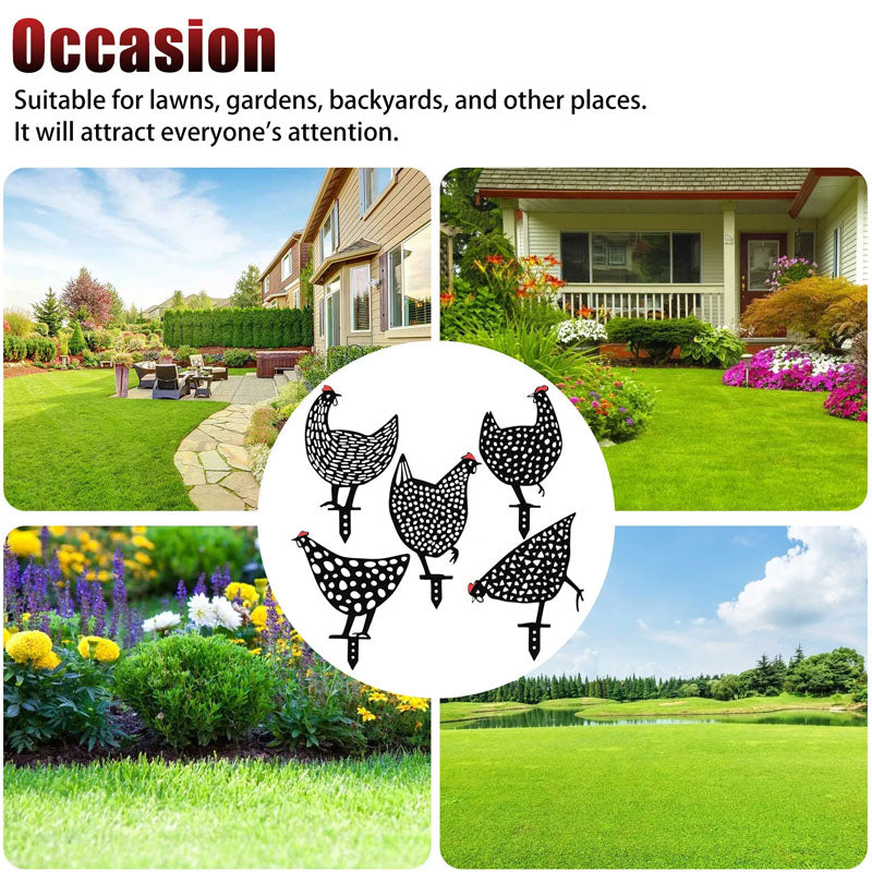 Garden Yard Chicken Decoration Stake 5 Pack