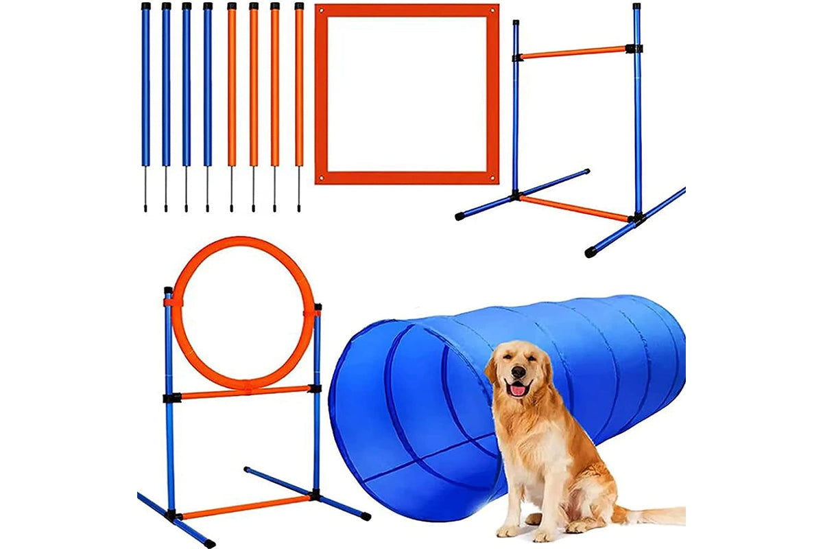Close-up of dog agility tunnel made from tear-resistant fabric