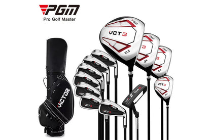 Close-up of steel shaft irons in men golf clubs set