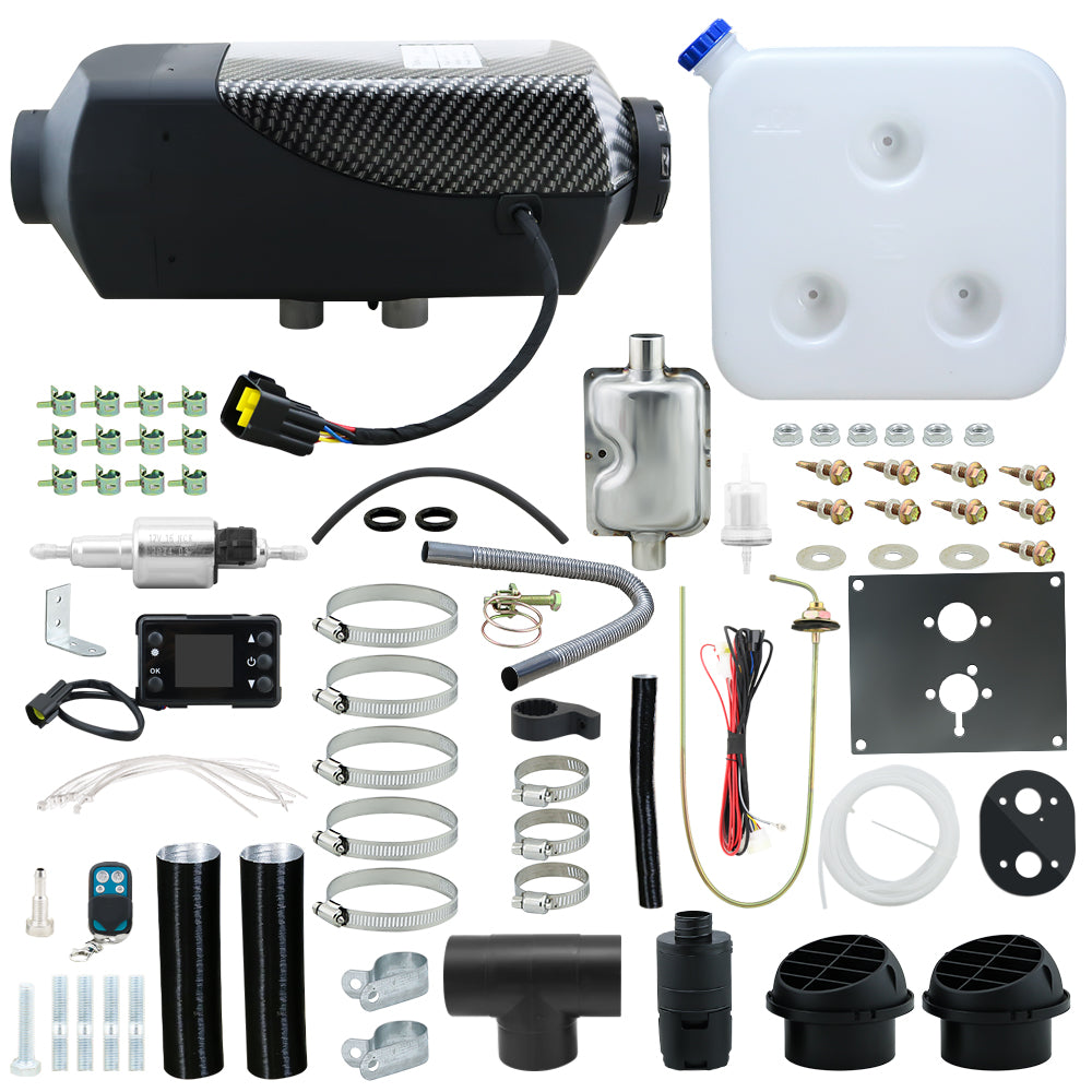 Top angle of diesel air warmer 2KW with visible heat dissipating fins