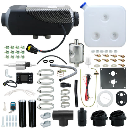 Top angle of diesel air warmer 2KW with visible heat dissipating fins