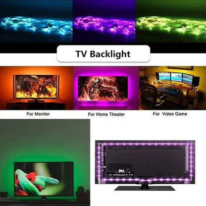 LED strip light RGB 5m powered by USB connected to power bank