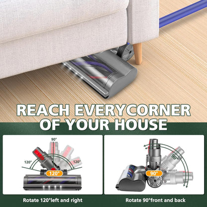 Top angle of grey soft roller brush head designed for carpet and hardwood