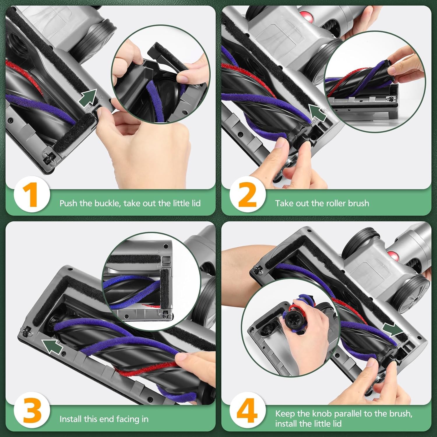 Soft roller brush head attachment compatible with Dyson V7 to V15 models