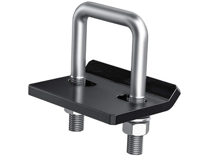 Top angle of hitch tightener showing spring lock washers