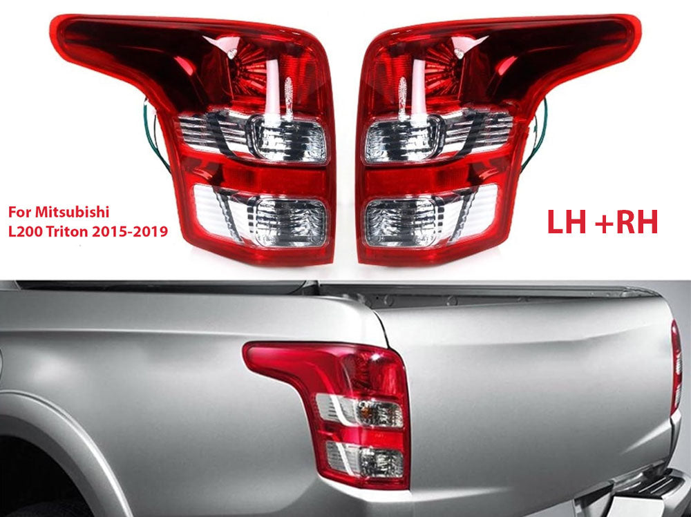 Close up of red plastic lens on Mitsubishi L200 Triton tail light