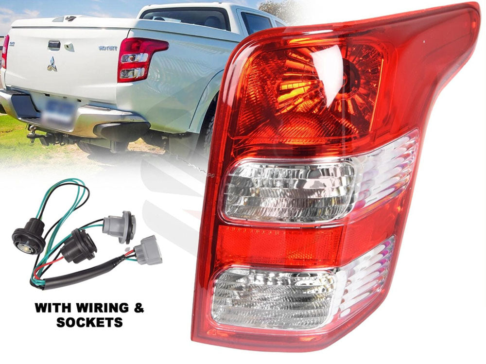 Tail light lens detail highlighting red colour on Mitsubishi L200