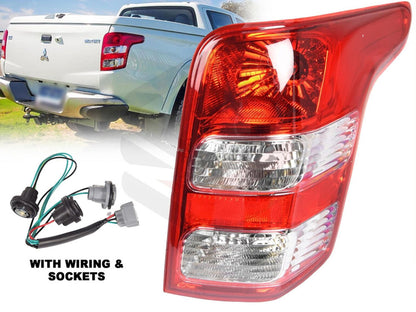 Tail light lens detail highlighting red colour on Mitsubishi L200
